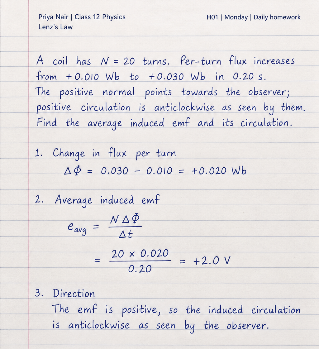 Priya's handwritten practice sheet submission